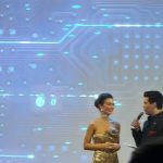 2.0 First Look Launch  amy jackson on stage