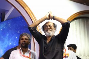 Rajinikanth addresses reporters on his way to Kaala shoot in Mumbai