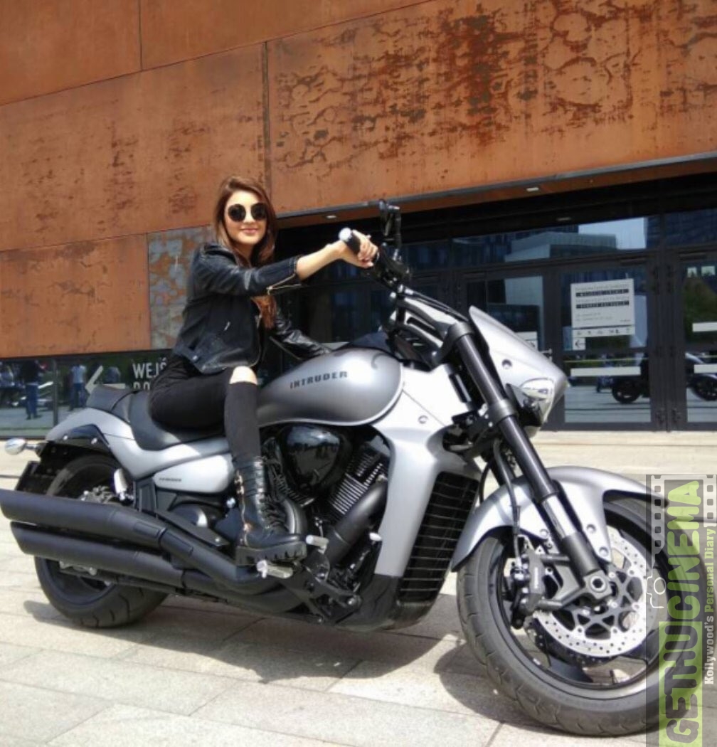 Kajal Agarwal on bike