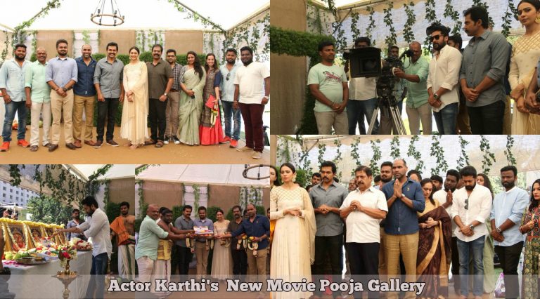 Actor Karthi’s New Movie Pooja Gallery | #Karthi17, Rakul Preet Singh