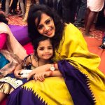 Anjana Rangan, yellow saree, cute baby