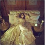 Hindi Medium actress pakistani saba qamar zaman  golden dress lying in bed(30)