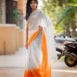 Niranjani Ahathian (7) white orange saree pic