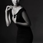 natasha suri in black dress black and white photo 2