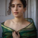 sanya malhotra  photoshoot with nose ring and green saree(31)