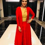 Dhivyadharshini, red dress, full size