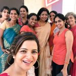 Dhivyadharshini, selfie, gang, saree