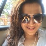 Dhivyadharshini, selfie inside car, cooling glass