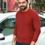 Ezhumin Movie Trailer Launch, Karthi, Red T Shirt