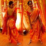 Pooja Hegde, Yellow Saree, Back Pose,