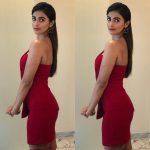 Pooja Hegde, red Dress, Back Pose