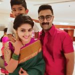 Prasanna, Sneha, Greemn Saree, vihaan, Baby, Son, Red Shirt