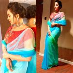 Srushti Dange, Blue Saree, Decent Look