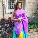 bhavana violet saree pose ‘(18)