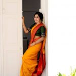 ramya vj in yellow silk saree jasmine flowers traditional look