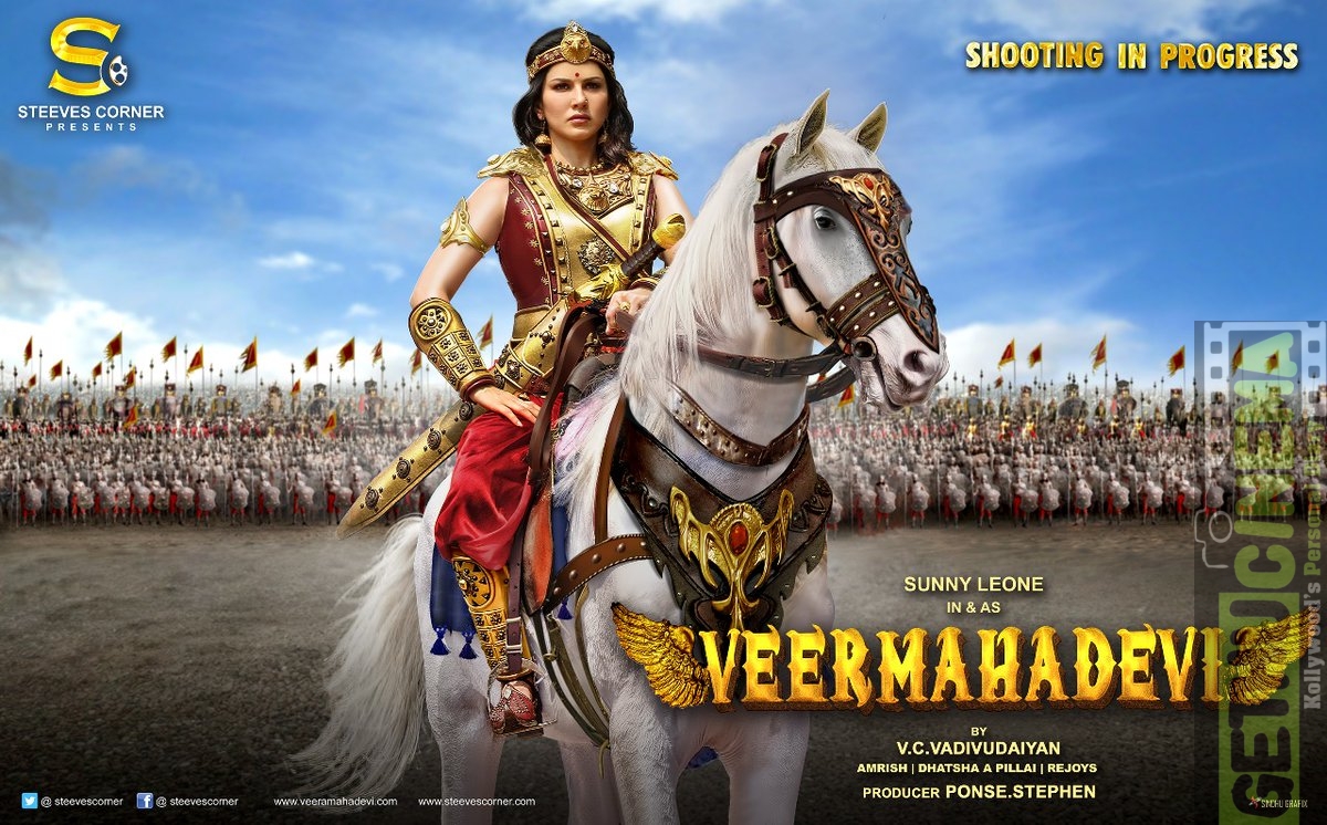 veeramadevi aka veeramahadevi sunnyleone first look in queen riding horse warrier (2)