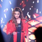 Daisy Shah, Stage, red Dress, romantic