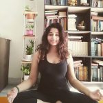 Poonam Bajwa, black dress, yoga, seductive