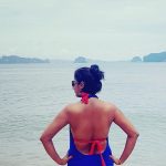 actress kaniha   beach backless blue dress open (19)