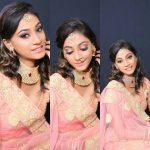 anukreethy vas Miss TamilNadu India 2018 rose saree with big necklace gold ornaments  (6)