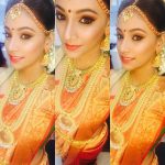 anukreethy vas Miss TamilNadu India 2018 traditional bridal make up gold saree jewellary  (5)