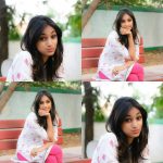 anukreethy vas Miss TamilNadu India 2018 traditional churidhar white and rose color free hair cute expression pose (8)