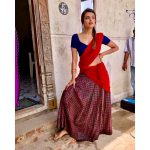 Ashna Zaveri, red half saree, romantic look