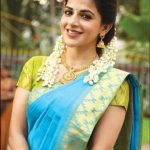 Iswarya Menon, blue saree, malligai