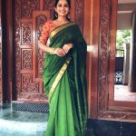 Nakshathra, green saree, attractive