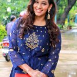 Aaruthra, press meet, Sanjana Singh, blue dress