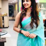 Athulya Ravi, blue saree, 2018