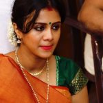 Chandran, Vj Anjana, saree, traditional