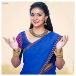 Keerthy Suresh, photo shoot, ad shoot, blue half saree