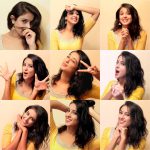 Riya Suman, Paper Boy Actress,  yellow dress, collage