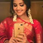 Anupama Parameswaran, saree, smile, selfie, Hello Guru Premakosame