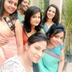 Dhivyadharshini, gang, girls, saree