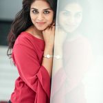 Indhuja, red dress,  tamil actress, meyaadha maan
