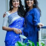 Keerthy Suresh, friends, girls, saree, blue saree