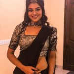 Top Tamil Actress,  Indhuja, balck saree, spicy