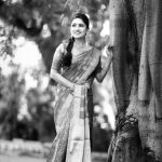 Vani Bhojan, saree, black & white, recent
