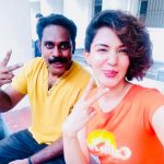 Honey Rose, new hair style, orange t shirt