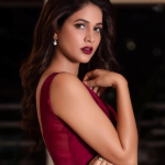 Lavanya Tripathi, Mudra heroine, red lipsstick, side pose