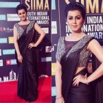 Nikki Galrani, event, black saree, saree, glamour