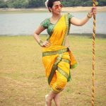 Nikki Galrani, full size, saree, yellow saree, Charlie Chaplin 2