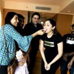 Sayyeshaa, cake, birthday, black dress, Ghajinikanth