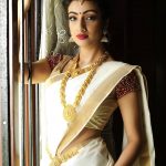 Sherlin Seth, Miss India 2017 Tamil Nadu, kerala saree, gold chain