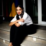 dayana erappa, chekka chivantha vaanam, sit, white dress, movie promotion