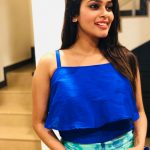 kiki vijay, wallpaper, blue dress, smile