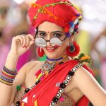 Ashika Ranganath, Rangamandira Actress, red saree, colourfull