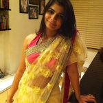 Chinmayi, saree, yellow, no makeup